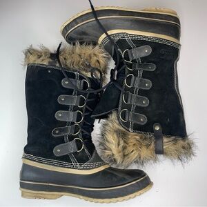 Sorrel Women's Black Fur-Lined Winter Boots